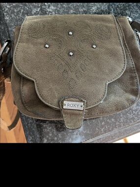 Roxy Y2K Olive Suede Studded Crossbody Bag